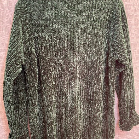 Green chenille cardigan, emerald sweater cardigan - Picture 3 of 6